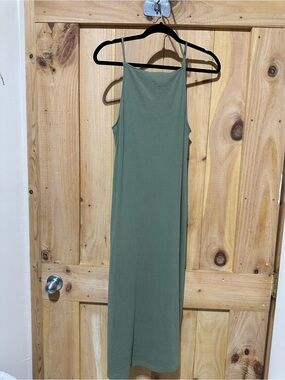 Old Navy Olive Green Slip Midi Dress - Straight Silhouette